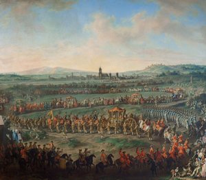 Entrada del emperador Francisco I. Esteban y su hijo José (II) en Frankfurt el 29 de marzo de 1764 de Johann Dallinger von Dalling